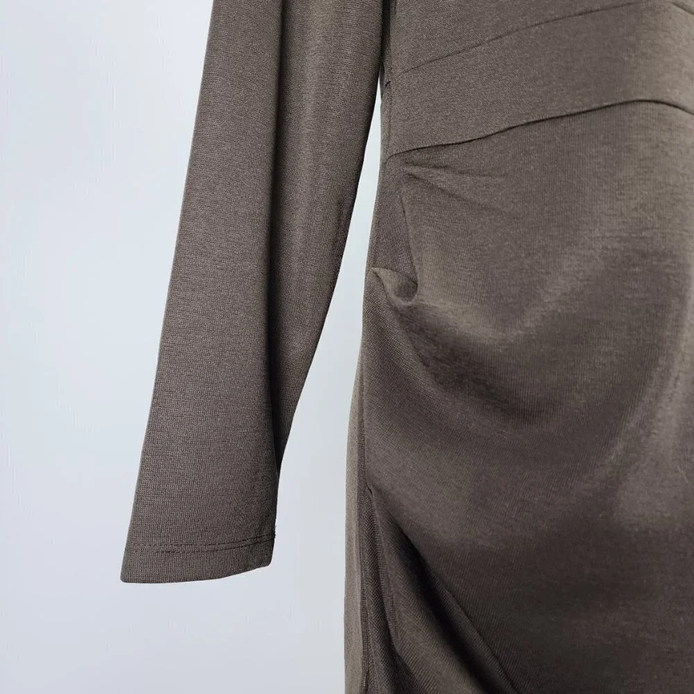 Dynamite Brown Long Sleeve Ruched Knee Length Dress Size L/XL - Picture 4 of 10